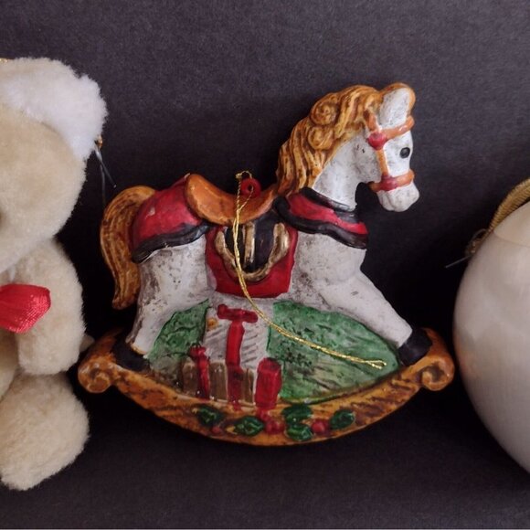 Vintage Lot of 5 Christmas Ornaments Precious Moments Angel Teddy Bear Horse - Picture 3 of 7